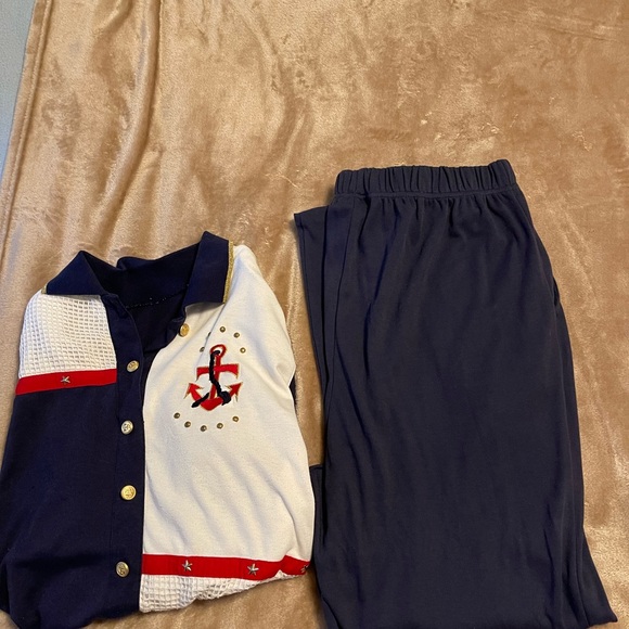 top, Alfred Dunner Pants, Woman Within Other - Navy , Red, White Women's Top and Pants. Size L